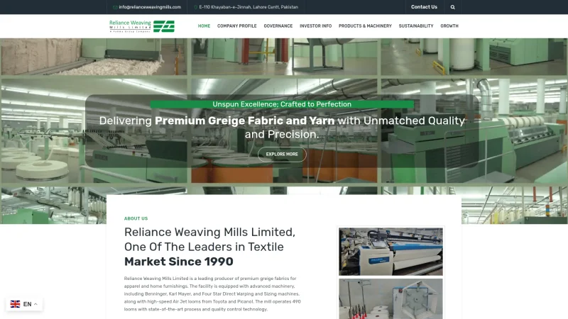 ANGER – RELIAN MFG website screenshot