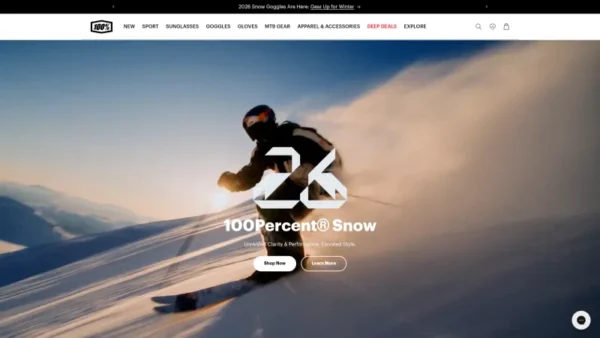 100% GOGGLES website screenshot