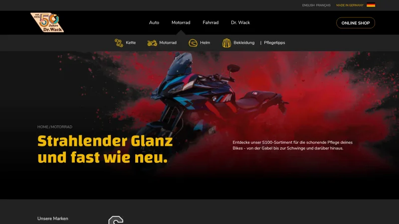 S100 MOTORRADPFLEGE website screenshot