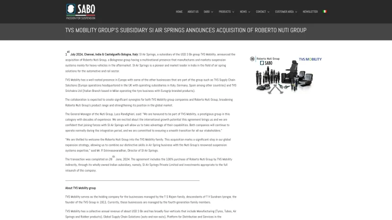 SABO – EUROGRIP BY TVS SRICHAKRA LIMITED website screenshot