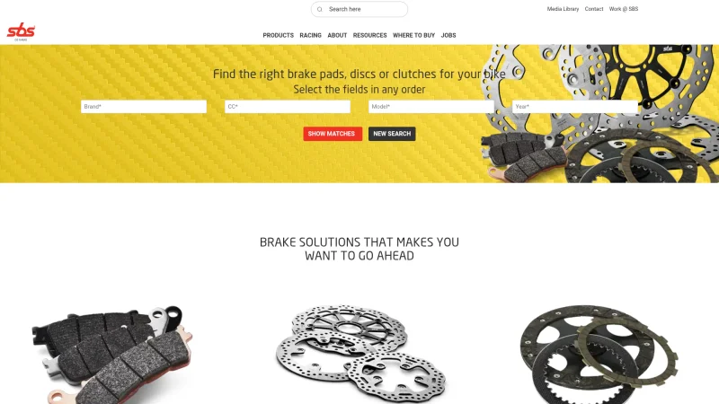 SBS BRAKES – SBS FRICTION A/S website screenshot