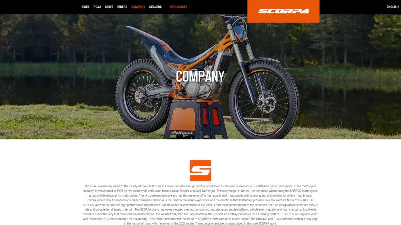 SCORPA – SHERCO website screenshot