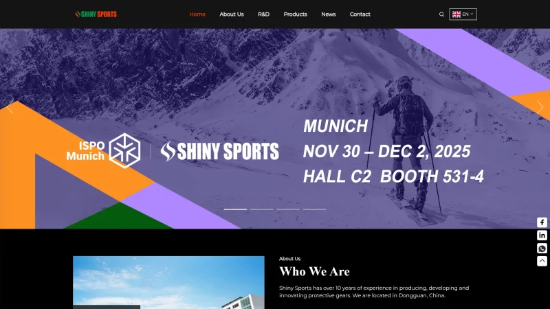 DONGGUAN SHINY SPORTS GOODS CO.,LTD website screenshot