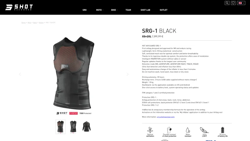 SRG – SHOT AIR GUARD – SHOT RACE GEAR website screenshot