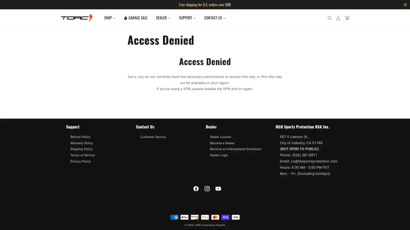 TORC HELMETS website screenshot