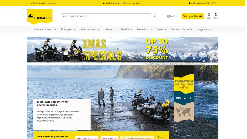 TOURATECH SUSPENSION website screenshot