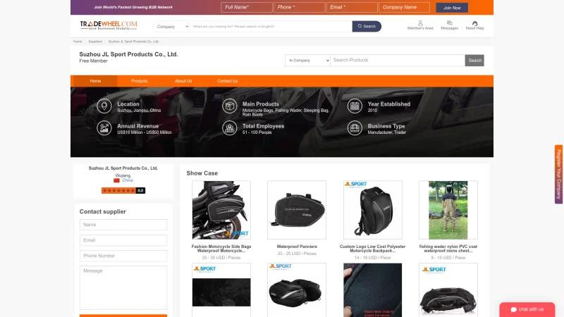 SUZHOU JL SPORT PRODUCTS CO., LTD website screenshot