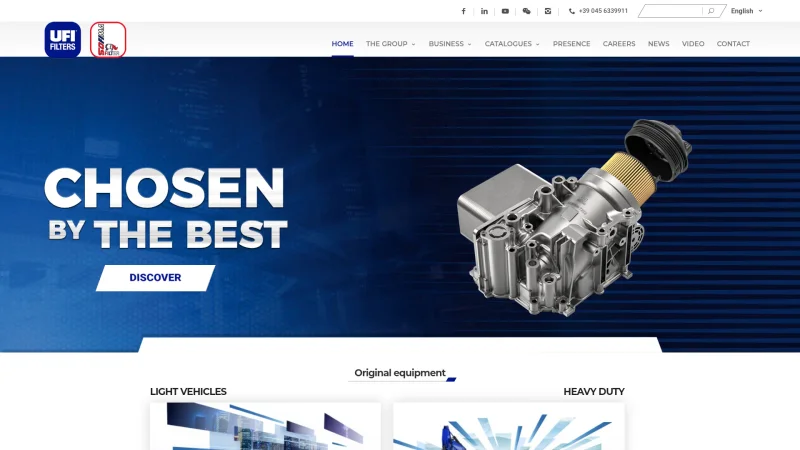 UFI FILTERS SPA website screenshot