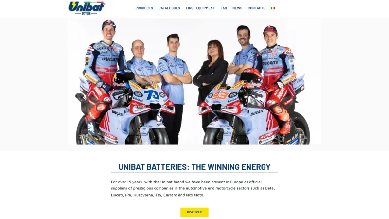 UNIBAT BATTERIES website screenshot
