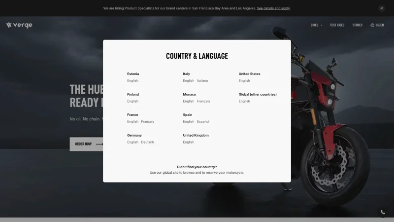 VERGE MOTORCYCLES OY website screenshot