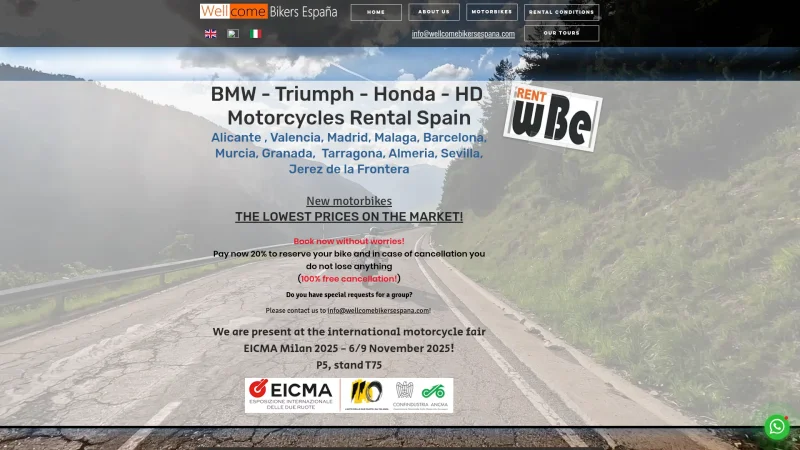 WELLCOME BIKERS ESPAÑA S.L. website screenshot
