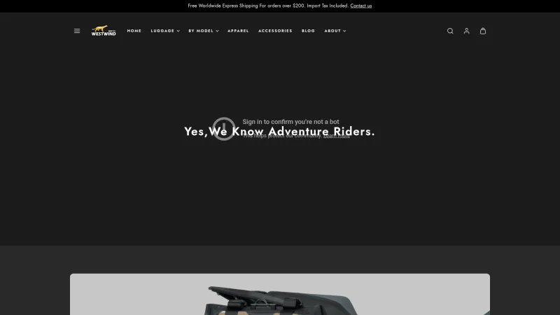 WESTWIND MOTO website screenshot