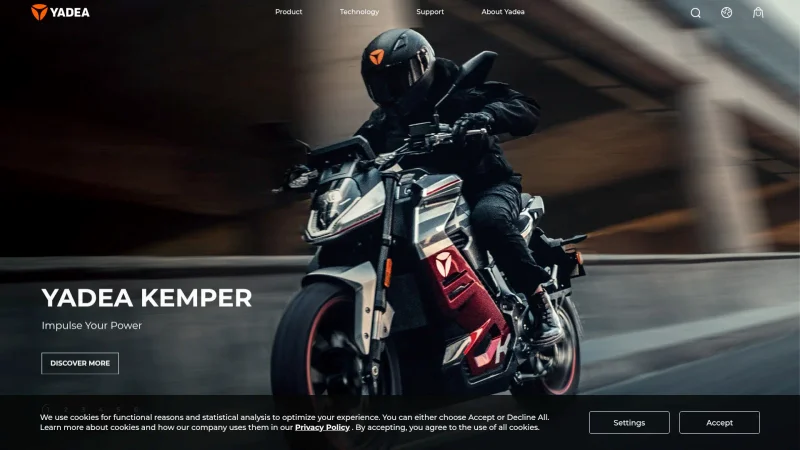 YADEA TECHNOLOGY GROUP CO.,LTD website screenshot