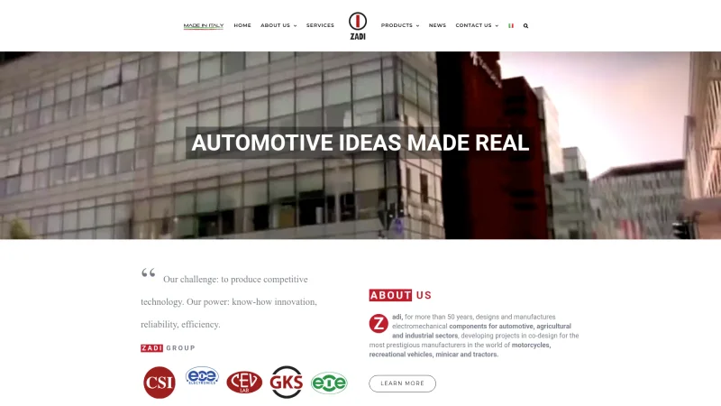 ZADI S.P.A. website screenshot