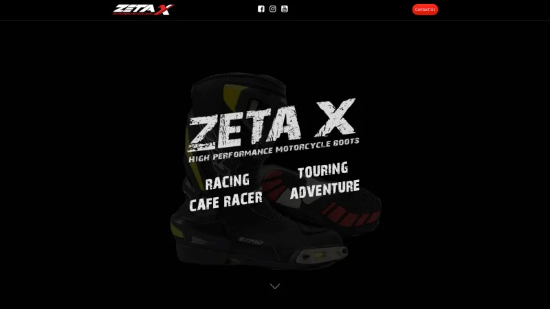 ZETA X BOOTS website screenshot