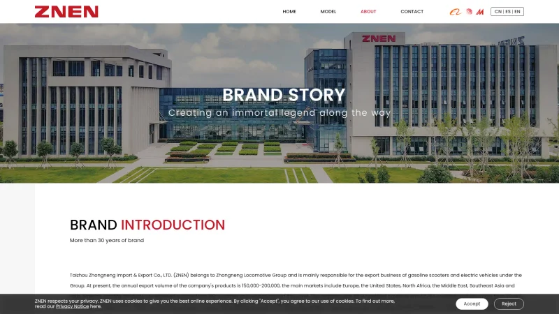 ZNEN – TAIZHOU ZHONGNENG IMPORT & EXPORT CO,.LTD website screenshot